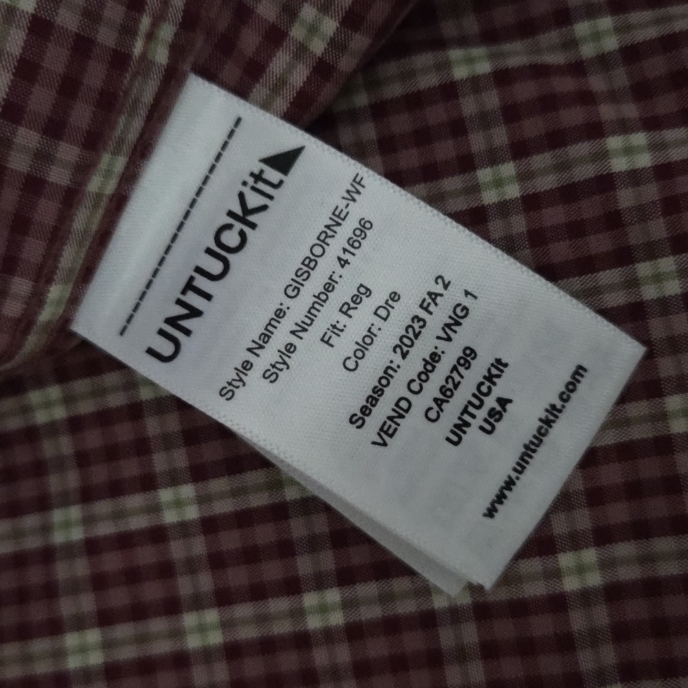 UNTUCKit Men's Burgundy Checkered Shirt - Picture 5 of 5